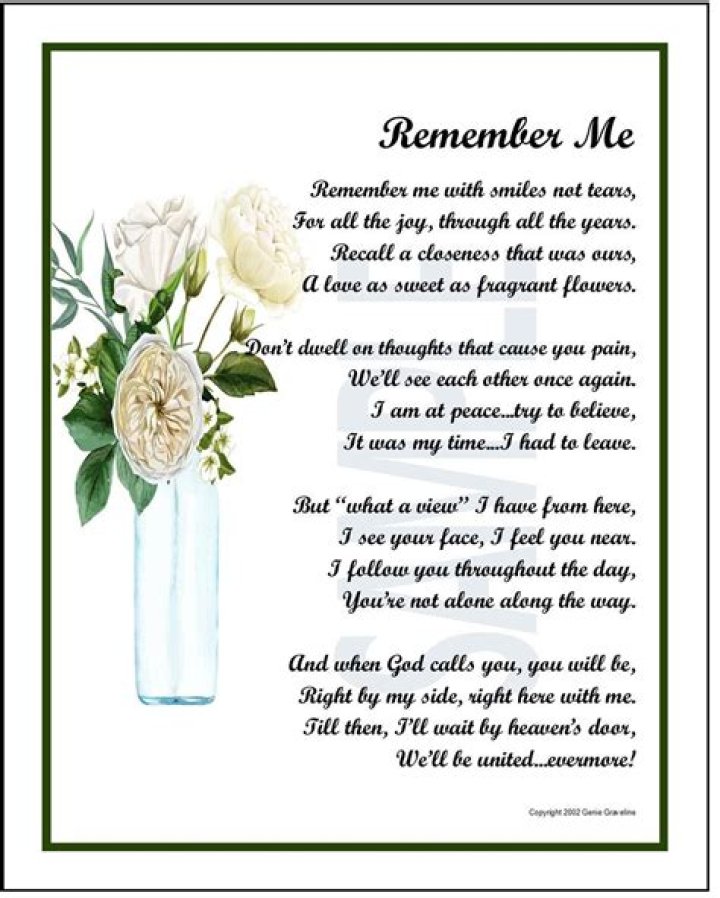 For the remembrance of me?