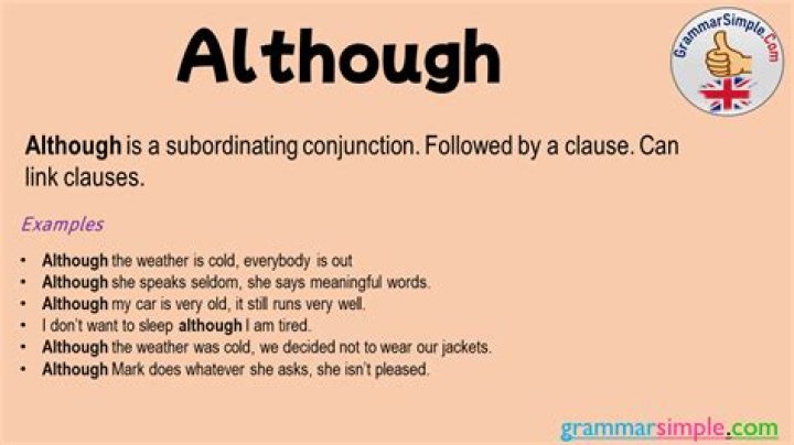 How to use although in a sentence correctly?