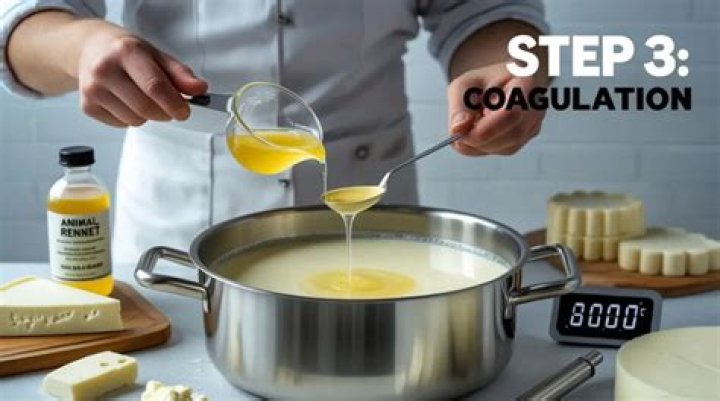 When cooking cheese pastry what coagulates on heating?