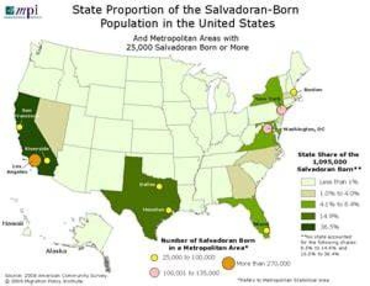 Where do salvadorans live in the us?