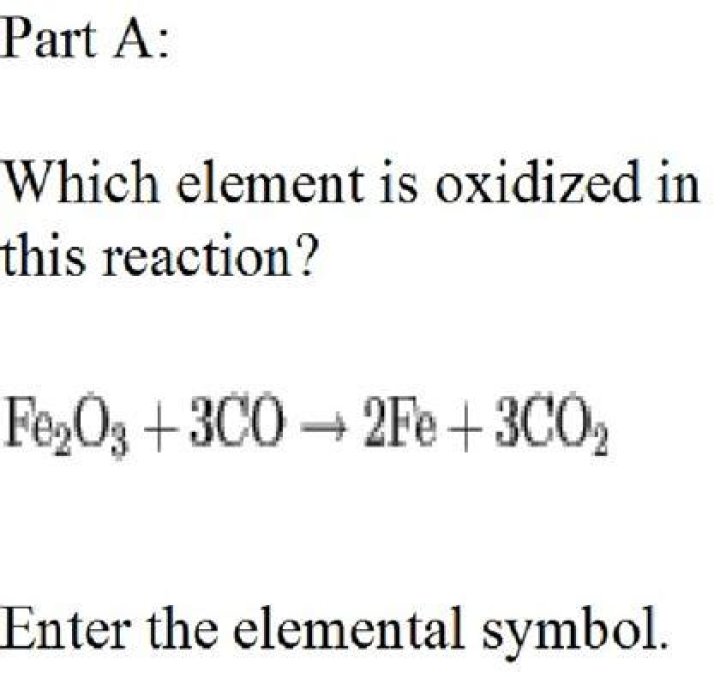 Which element is oxidized in this reaction fe2o3+3co→2fe+3co2?